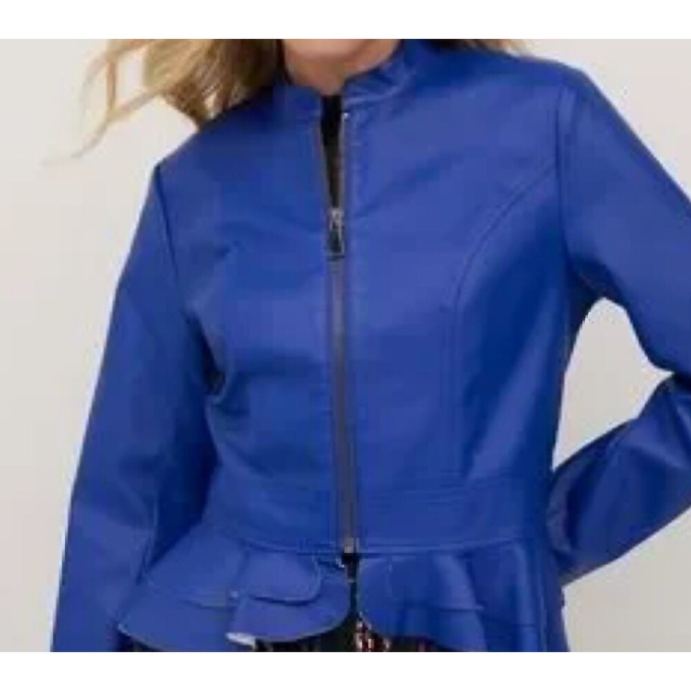 New York & Company Women's Blue Jacket Leather  S